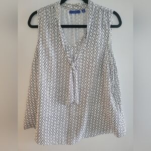 Apt. 9 Black and White Tie Front Blouse